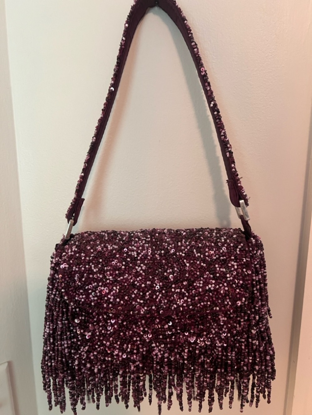 Zara Purple Beaded Shoulder Bag